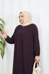 Yakadan Pileli Yarım Mevlana Ferace Mürdüm  HNT7063