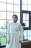 Yandan Bağlamalı  Tesettür Elbise Beyaz  HNT010