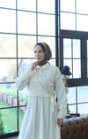 Yandan Bağlamalı  Tesettür Elbise Beyaz  HNT010
