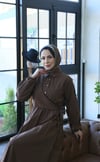 Yandan Bağlamalı  Tesettür Elbise Kahve  HNT010