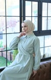 Yandan Bağlamalı  Tesettür Elbise Mint HNT010