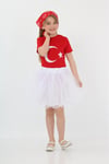 23 Nisan Gösteri Kıyafeti Kız Çocuk Etekli Tişört Takımı