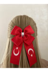 Kız Çocuk Ay Yıldız Desenli Klips Toka Süper Sağlam 23 Nisan Gösteri Tokası