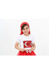 Pullu Bayrak Desenli Kız Çocuk T-shirt 23 Nisan 29 Ekim 10 Kasım 19 Mayıs Gösteri Kıyafetleri
