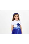 Saks Mavisi Pullu Yıldız Kız Çocuk T-shirt 23 Nisan 29 Ekim 10 Kasım 19 Mayıs Gösteri Kıyafetleri