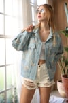 İthal Lillesol Denim İşlemeli Ceket