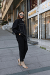 Taşlı Olivia Takım Siyah
