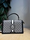 Siyah Logolu Monogram Desen El Çantası