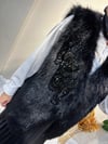 Vekony Velora Taş İşlemeli Kürk Yelek Siyah