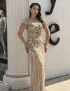 Gold Detaylı İthal Elbise