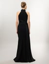 Halter Yaka Belden Drape Detaylı Uzun Abiye
