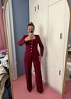 KARE YAKA DÜĞMELİ TAKIM BORDO