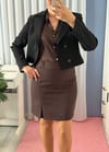 PİLE DETAYLI KORSAJLI ETEK KAHVE