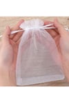 100 Adet Büzgülü Tüllü Kına Kesesi Düğün Organizer Kese Lavanta, Nikah Şekeri Kesesi 9x12 beyaz