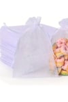 100 Adet Büzgülü Tüllü Kına Kesesi Düğün Organizer Kese Lavanta, Nikah Şekeri Kesesi 9x12 beyaz