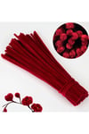 100lü Şönil, Eğitici Şönil, Tüylü Tel, Peluş Tel, kadife şönil, el işi malzemesi 30cm bordo