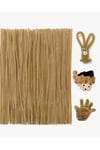 100lü Şönil, Eğitici Şönil, Tüylü Tel, Peluş Tel, kadife şönil, el işi malzemesi 30cm bej