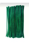 100lü Şönil, Eğitici Şönil, Tüylü Tel, Peluş Tel, kadife şönil, el işi malzemesi 30cm yeşil
