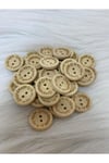 20 Adet Handmade Yazılı 20mm Yuvarlak Ahşap Düğme BYBX