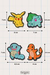 4'lü Pokemon Seti - Pikachu, Squirtle, Charmander, Bulbasaur Ütüyle Yapışan Dokuma Arma, Patch, Yama
