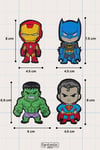 4'lü Süper Kahraman Arma Seti - Ütüyle Yapışan Dokuma Yama Patch - Iron Man, Hulk, Batman, Superman