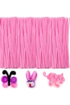 95li Pembe Renkli Şönil, Eğitici Şönil Seti, Tüylü Tel, Peluş Tel, kadife şönil, el işi malzemesi