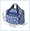 Dikiş Makinesi Taşıma Çantası Mavi Papatya Desenli– Trolley Pocketli - Dayanıklı Dikiş ve Örgü Organizer Çantası – Seyahat ve Ev İçin