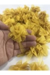 Lazer Kesim Çicek Süsleme, Kumaş Çicek, Tüllü Çicek, Şerit Çicek (2mt) yağ yeşili