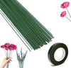 Plastik Çiçek Yapma Teli - 40CM - 100 Adet Çiçek Yapım Teli+1 Adet Çiçek Bandı - Dekoratif Çiçek Yapım Teli 