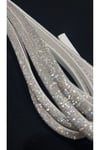 taşlı süngerli şerit, Yarım taşlı şerit, Kristal şerit, ayakkabı şeriti, süsleme taş 2,5cm 1mt gümüş