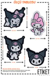 Ütü Ile Yapışan Dokuma Arma Seti Patch Yama Kuromi, Melody, Melodi - Kuromi & My Melody Modeli