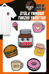 Ütü Ile Yapışan Dokuma Arma Seti Patch Yama Coffee, Donut, Nutella, Hamburger Modeli
