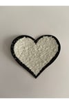 Ütü Ile Yapışan Dokuma Peluş,kolej,punch Arma Heart, Beyaz Kalp Modeli