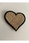 Ütü Ile Yapışan Dokuma Peluş,kolej,punch Arma Heart, Krem Kalp Modeli