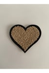 Ütü Ile Yapışan Dokuma Peluş,kolej,punch Arma Heart, Krem Kalp Modeli