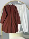 Basic Oversize Tunik Gömlekli Takım Kahverengi