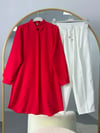 Basic Oversize Tunik Gömlekli Takım Kırımızı