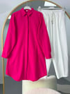Basic Oversize Tunik Gömlekli Takım Pembe