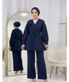 Gül Detaylı Pantolonlu İkili Takım Mavi