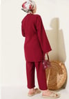 Kadın Bağcıklı Kimono Takım Bordo