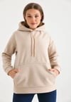 Kadın Kapşonlu Sweatshirt Bej
