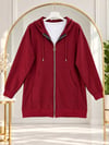 Kadın Kapüşonlu Fermuarlı Sweatshirt Bordo