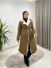 Kadın Kürk Detaylı Mont Camel