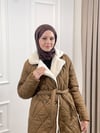 Kadın Kürk Detaylı Mont Camel