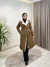 Kadın Kürk Detaylı Mont Camel