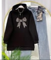 Kadın Leopar Fiyonk Baskılı Sweatshirt Kahverengi