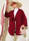 Kadın Ön Bağcıklı Kimono Bordo