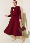 Kadın Önü Bağcıklı Etek Takım Bordo