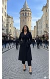 Kadın Şal Yaka Trençkot Siyah