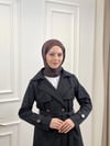 Kadın Şal Yaka Trençkot Siyah